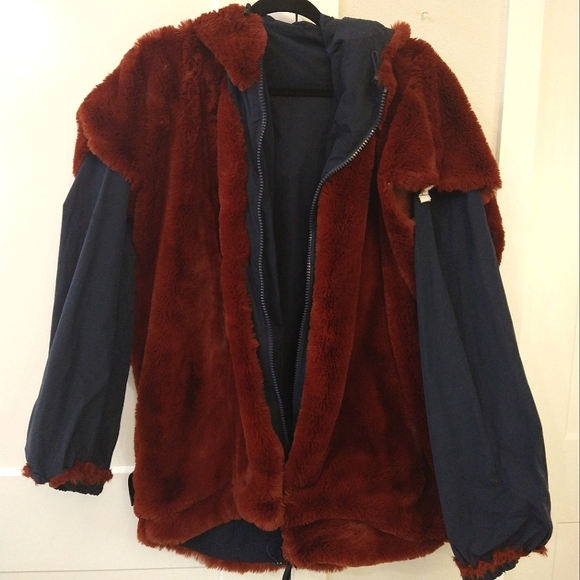 Free People Navy Wine Break the Ice Jacket. Large. FLAW - Picture 5 of 8